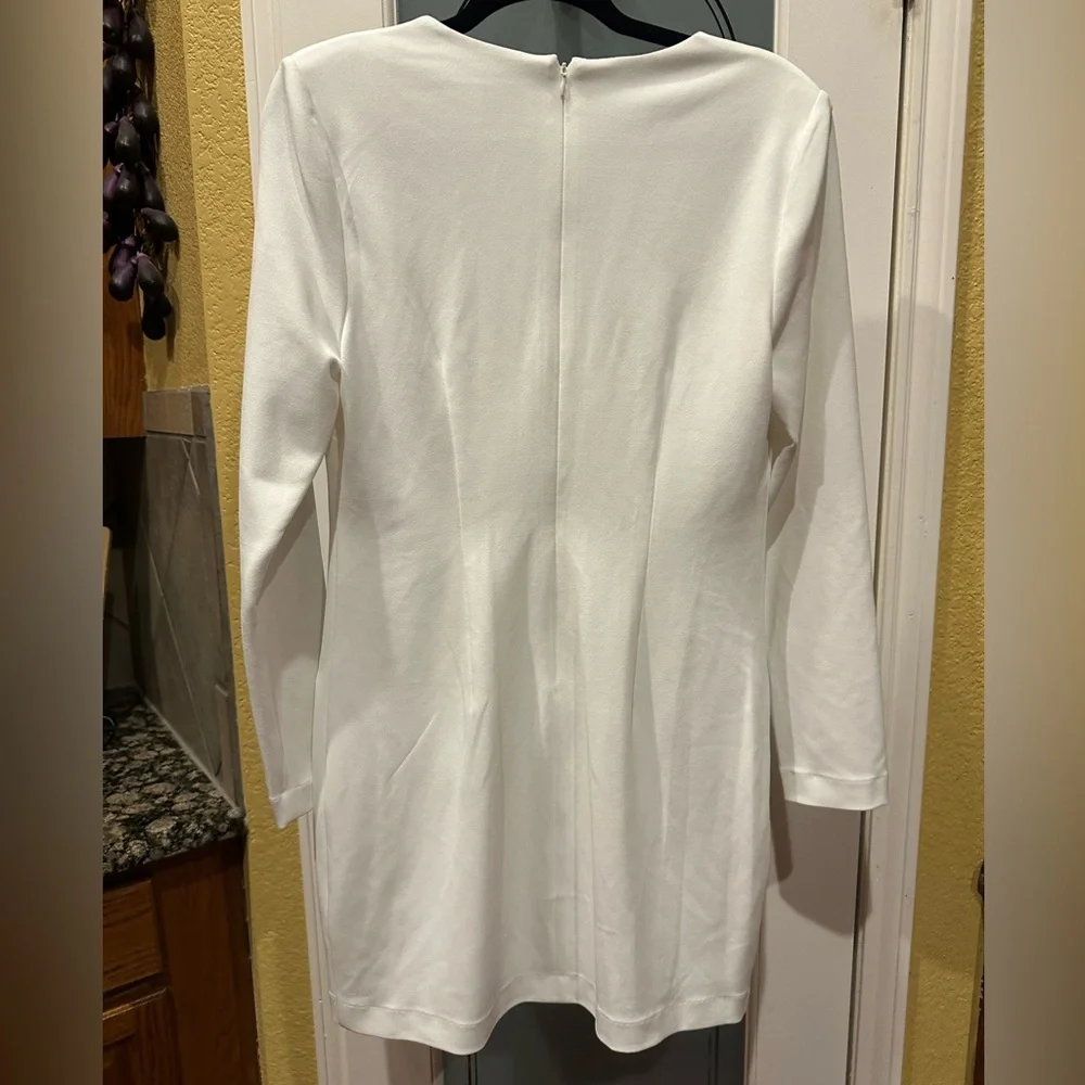 One33 Social white Long Sleeve Dress with Pearl Details size 8 - Picture 2 of 10